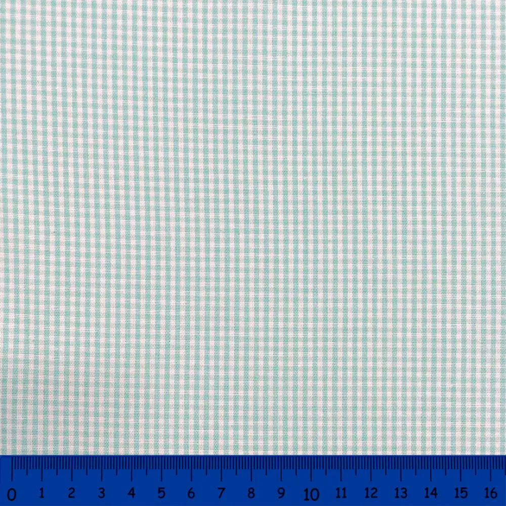 Tricoline Xadrez Fio Tinto - Pequeno - 100% Algodão - Verde água