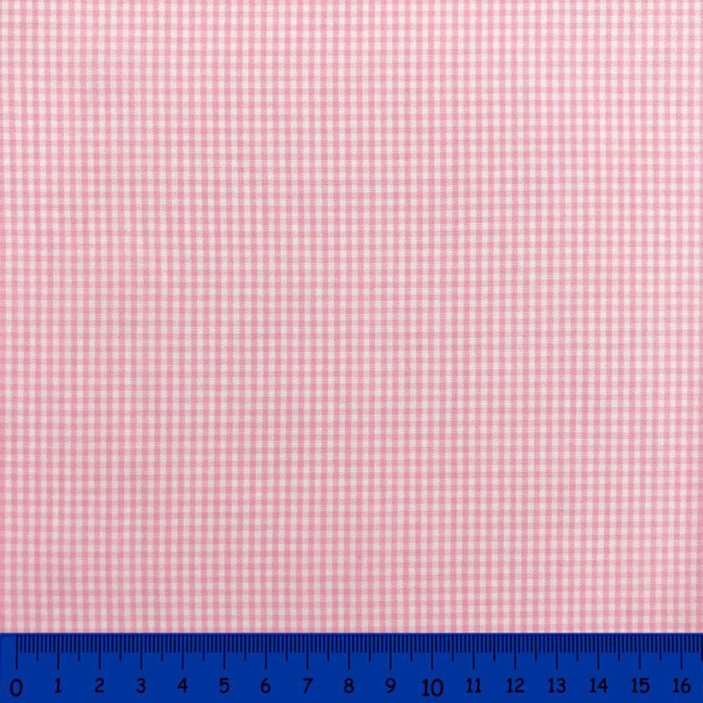 Tricoline Xadrez Fio Tinto - Pequeno - 100% Algodão - Rosa bebê