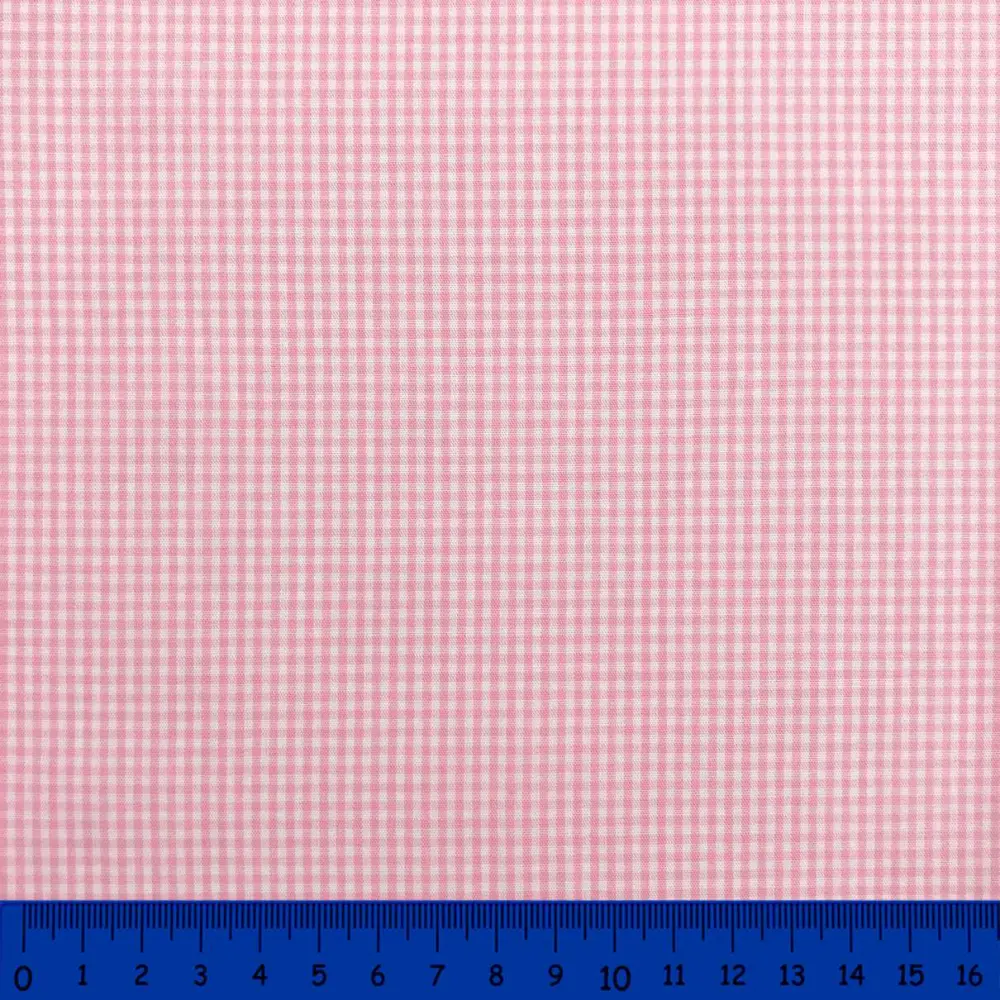 Tricoline Xadrez Fio Tinto - Pequeno - 100% Algodão - Rosa bebê