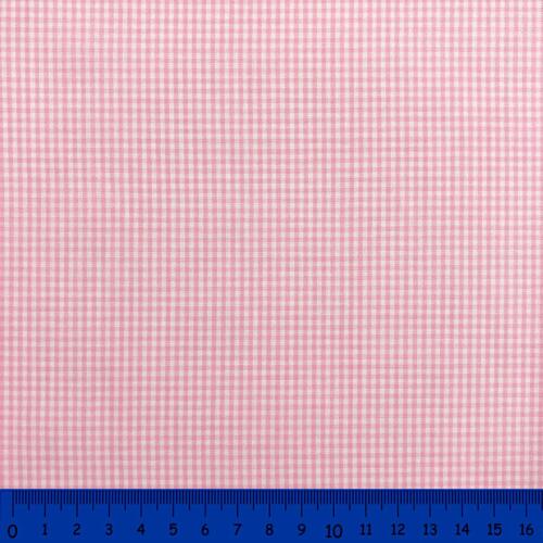Tricoline Xadrez Fio Tinto - Pequeno - 100% Algodão - Rosa bebê