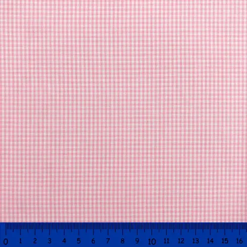 Tricoline Xadrez Fio Tinto - Pequeno - 100% Algodão - Rosa bebê