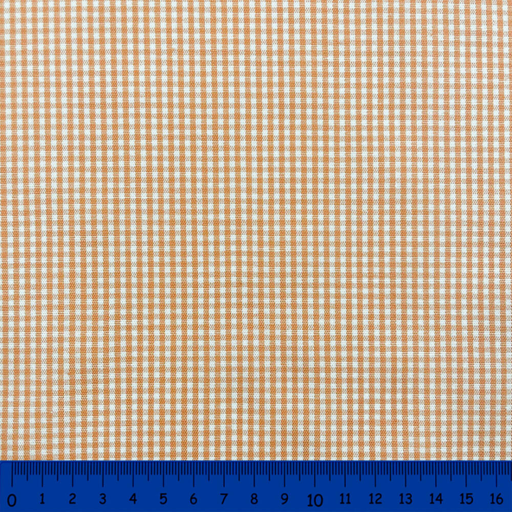Tricoline Xadrez Fio Tinto - Pequeno - 100% Algodão - Laranja