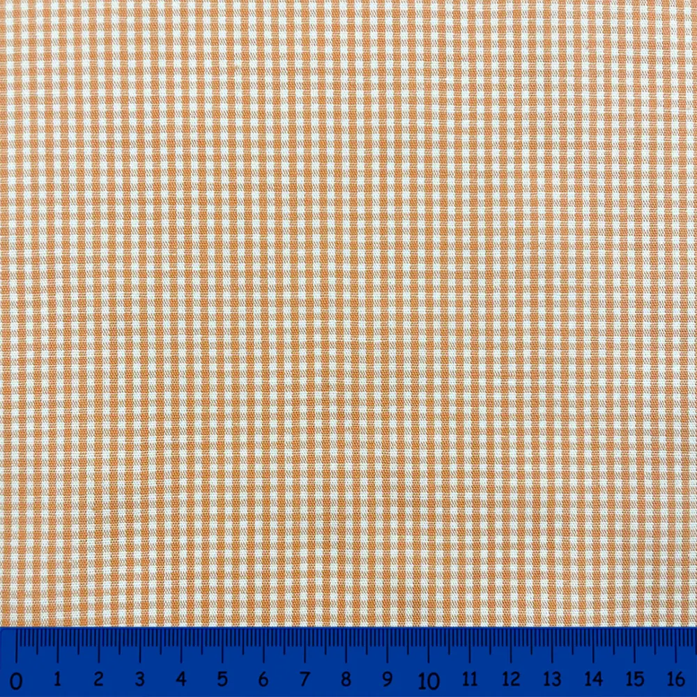 Tricoline Xadrez Fio Tinto - Pequeno - 100% Algodão - Laranja
